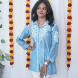 Muslin hand-embroidered chikankari Straight shirts - NawabiLehaja