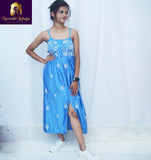 Chikankari Modal Satin Midi Dress for Women