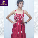 Chikankari Modal Satin Midi Dress for Women