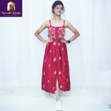 Chikankari Modal Satin Midi Dress for Women - NawabiLehaja