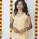 Ethnic Hand embroidered Sleeveless Top for Women with Chikankari Embroidery - NawabiLehaja