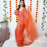 Handcrafted Viscose Georgette Aari Zardosi Suit set with Organza Dupatta - NawabiLehaja