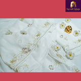 Ivory color handcrafted pure georgette saree with chikankari Rose design - NawabiLehaja