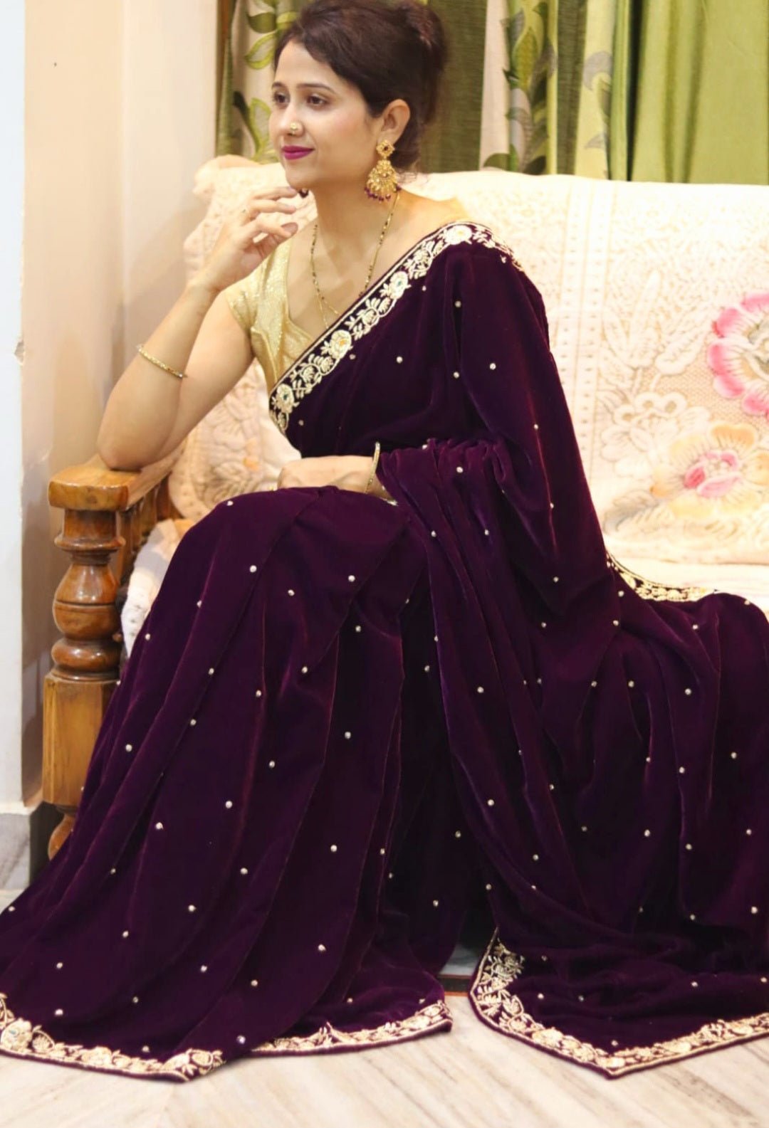 Buy Full Velvet Saree for Women Online from India's Luxury Designers 2023
