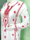 Pure Chanderi Silk white base kurta set - NawabiLehaja