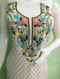 Pure Georgette hand embroidered Kurta fabric with Parsi gara and Mukaish work - NawabiLehaja