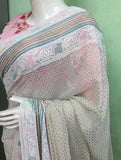 Pure Georgette Handcrafted Chikankari saree embellished with Mukaish,Aari embroidery and pearl work - NawabiLehaja